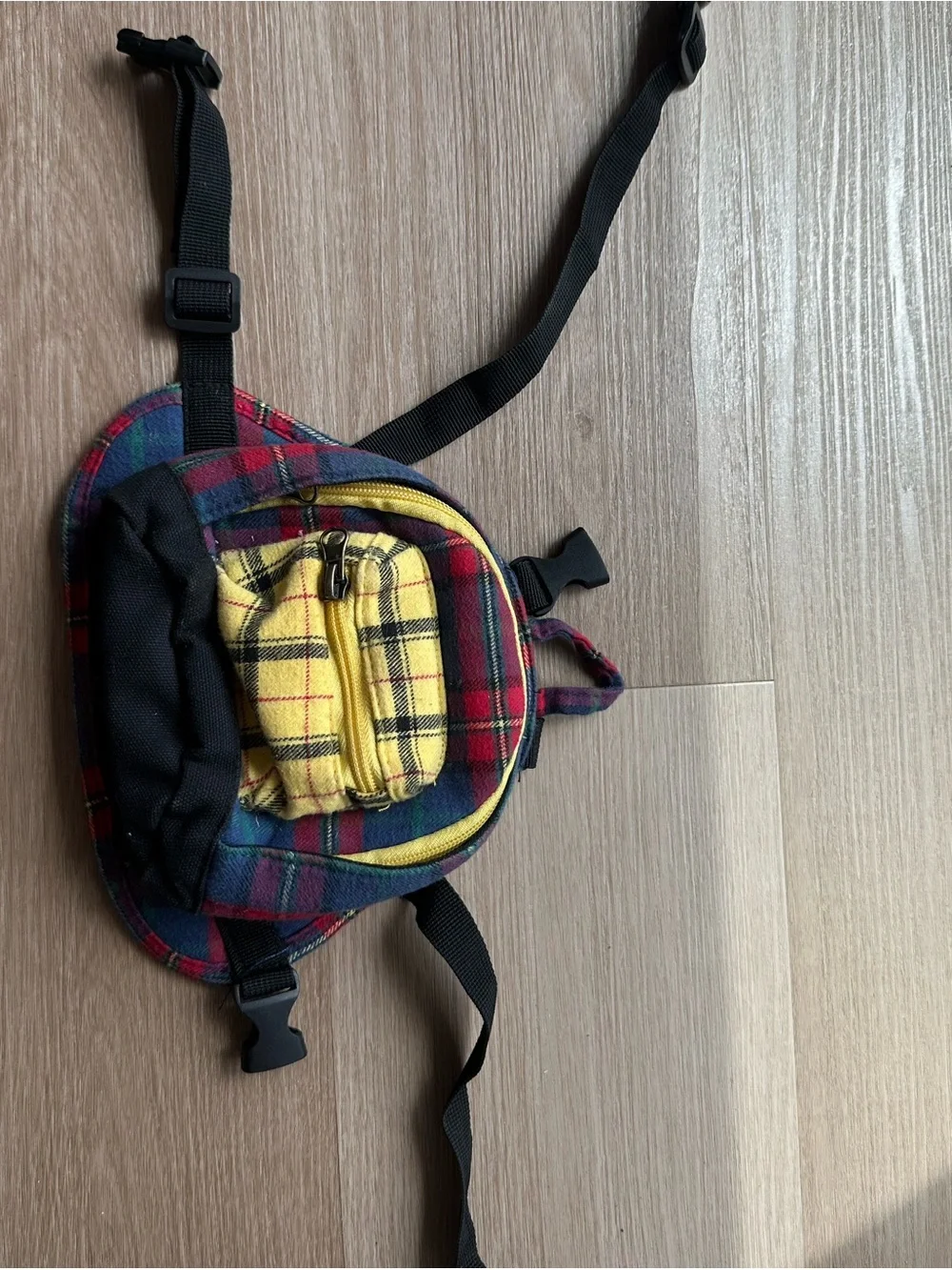 Plaid Yellow & Red Dog Backpack - Small Dogs